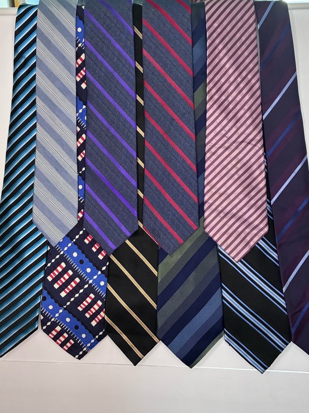 10 Designers Men’s Neckties Striped Patterns Silk& Silk Blend Lot Multi Colors